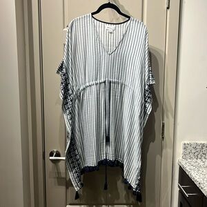 Velvet by Graham & Spencer Cover Up, Navy & White, 100% Cotton, Size S/XS